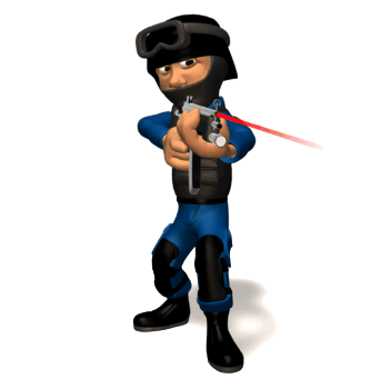 Homme avec tenue et fusil de Laser game